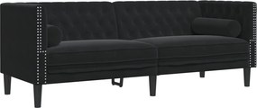 vidaXL Καναπές Chesterfield Σετ 2 Τεμ. με Στηρίγματα Αν. Γκρι Βελούδο