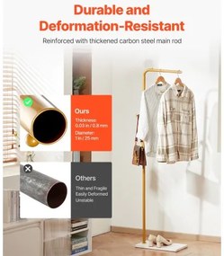 VEVOR Coat Rack Freestanding Coats Rack with Quartz Stone Base &amp; 3 Round Hooks