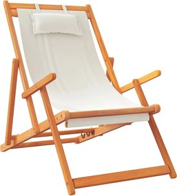 vidaXL Καρέκλες Παραλίας Πτυσσόμενες 2 τεμ. Κρεμ Υφασμάτινες