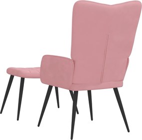 vidaXL Πολυθρόνα Relax Ροζ Βελούδινη με Σκαμπό