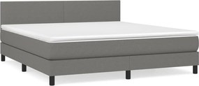 vidaXL Κρεβάτι Boxspring με Στρώμα Σκούρο Γκρι 180x200 εκ Υφασμάτιν