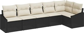 vidaXL Σετ Καναπέ με μαξιλάρι 6 pcs Μαύρο συνθετικό ρατάν