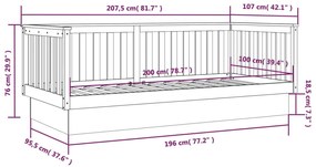 820387 Καναπές Κρεβάτι 100 x 200εκ. από Μασίφ Ξύλο Πεύκου - Καφέ