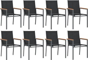 vidaXL Σετ Τραπεζαρίας Κήπου 9 Τεμαχίων Μαύρο Textilene &amp; Ατσάλι