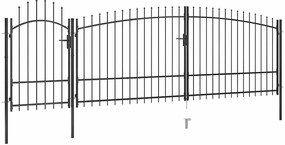 vidaXL Καγκελόπορτα με Λόγχες Μαύρη 5 x 2,25 μ.