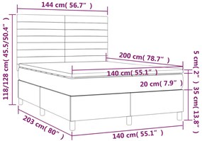 vidaXL Κρεβάτι Boxspring με Στρώμα Μαύρο 140x200 εκ. Βελούδινο