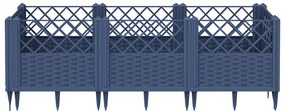 vidaXL Ζαρντινιέρα με Πασσάλους Μπλε Γκρι 123,5x43,5x43,5εκ. Πολυπροπυλένιο