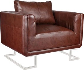 vidaXL Πολυθρόνα Cube Καφέ από Συνθετικό Δέρμα με Πόδια Χρωμίου