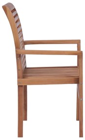 Καρέκλες Τραπεζαρίας Στοιβαζόμενες 2 τεμ. από Μασίφ Ξύλο Teak - Καφέ