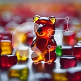 Σετ των 2 Intra Συλλεκτικό Ξύλινο Παζλ Plywood  4mm - Πολύχρωμα ζελέ φασόλια με ένα Gummy Bear Σε Ξύλινο Κουτί - Διαστάσεις: 10x10 cm – 25 κομμάτια