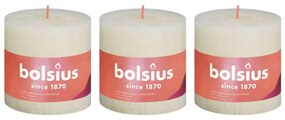 Bolsius Κεριά Κύλινδρος Ρουστίκ Shine 3 τεμ. Ελαφρύ Περλέ 100 x 100 χιλ