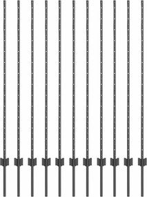 vidaXL Στύλος Περιφράξεων 11 pcs Γκρι 140 cm Ατσάλι