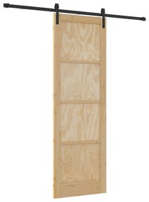 vidaXL Συρόμενη πόρτα με σετ αξεσουάρ 78x232 εκ. Μασίφ Ξύλο Πεύκου
