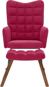 vidaXL Κουνιστή πολυθρόνα με σκαμνί Wine Red Velvet