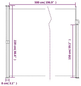 Σκίαστρο Πλαϊνό Συρόμενο Μαύρο 220 x 500 εκ. - Μαύρο