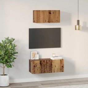 vidaXL Σετ επίπλου τηλεόρασης 2 pcs Παλαιό ξύλο 80 x 30 x 30 εκ