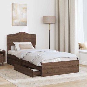 vidaXL Κρεβάτι Αποθήκης Καφέ δρυς 70 x 190 cm Επεξεργασμένο ξύλο