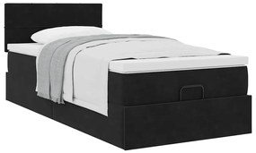 vidaXL Οθωμανικό κρεβάτι με στρώμα Μαύρο 90x200cm Velvet
