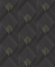 Ταπετσαρία Τοίχου Πλέγμα Ρόμβων Μαύρο, Χρυσό  L96709 53 cm x 10 m