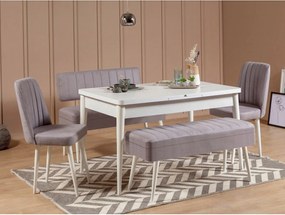 Extendable Dining Table &amp; Chairs Set (5 Pieces) Vina 0701 - 4 - White, Grey White
Grey
