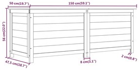 Κουτί Μαξιλαριών Εξ. Χώρου 150x50x56 εκ. από Μασίφ Ξύλο Ελάτης - Καφέ