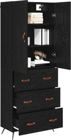 vidaXL Highboard Μαύρη Οξυά 69,5 x 34 x 180 εκ. Επεξεργασμένο Ξύλο