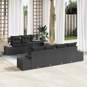 vidaXL Σετ Καναπέ Κήπου με μαξιλάρι 8 pcs Μαύρο 100 x 55 x 73 εκ.
