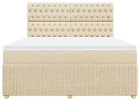 Κρεβάτι Boxspring με Στρώμα Κρεμ 180x200 εκ. Υφασμάτινο - Κρεμ