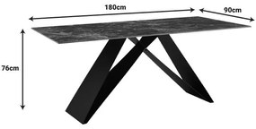 Τραπέζι Meja pakoword Sintered stone μαύρο με μεταλλικά πόδια σε μαύρη απόχρωση 180x90x76εκ 180x90x76 εκ.