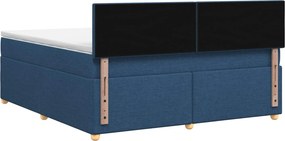 vidaXL Κρεβάτι box spring με στρώμα Μπλε 160 x 200 cm Ύφασμα