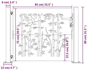 Πύλη Κήπου με Σχέδιο Μπαμπού 105 x 80 εκ. από Ατσάλι Corten - Καφέ