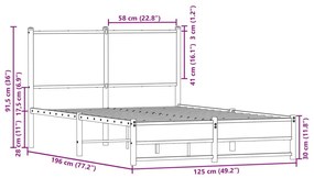 Πλαίσιο Κρεβατιού με Κεφαλάρι Καφέ Δρυς 120x190 εκ. Μεταλλικό - Καφέ