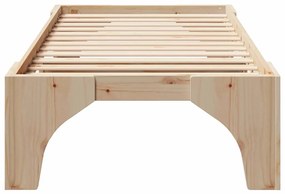 vidaXL Κρεβάτι δαπέδου Καφέ 90 x 200 cm Μασίφ ξύλο πεύκου