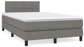 Κρεβάτι Boxspring με Στρώμα &amp; LED Σκ.Γκρι 120x190εκ. Υφασμάτινο - Γκρι