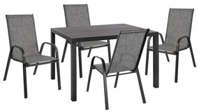Σετ Κήπου Τραπεζαρία HM10525 5 τεμ με Τραπέζι 120x80x75.5 Αλουμινίου Ανθρακί εκ. & 4 Καρέκλες Leon Γκρί