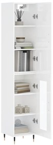 vidaXL Ντουλάπι Γυαλ. Λευκό 34,5 x 34 x 180 εκ. από Επεξεργασμένο Ξύλο