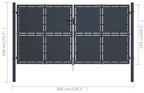 Πόρτα Περίφραξης Κήπου Ανθρακί 300 x 150 εκ. Ατσάλινη - Ανθρακί