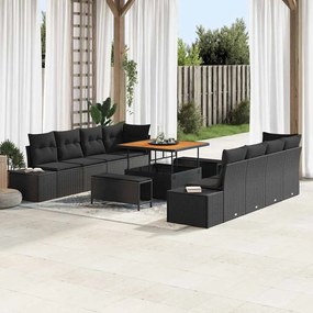 vidaXL Σετ Καναπέ Κήπου με μαξιλάρι 11 pcs Μαύρο 100 x 100 x 71 cm