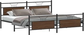 vidaXL Σκελετός Κρεβ. Χωρίς Στρώμα Καφέ Δρυς 200x200 εκ. Μεταλλικό