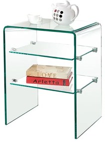 GLASSER Κομοδίνο Clear  2 Ράφια - Γυαλί 10mm / 6mm 50x40x58cm