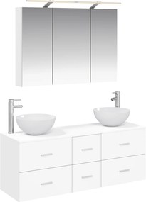 vidaXL Σετ Επίπλων Μπάνιου 4 pcs Λευκό Επεξεργασμένο Ξύλο και Γυαλί