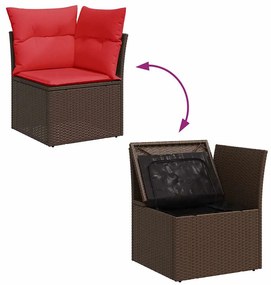 vidaXL Σαλόνι Κήπου Σετ 8 Τεμαχίων Καφέ Συνθετικό Ρατάν με Μαξιλάρια