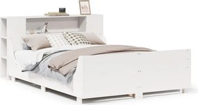 vidaXL Σκελετός Κρεβ. Χωρίς Στρώμα Λευκό 135x190 εκ Μασίφ Πεύκο