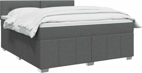 vidaXL Κρεβάτι box spring με στρώμα Σκούρο Γκρι 140 x 190 cm Ύφασμα