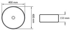 Νιπτήρας Στρογγυλός Μαύρος 40 x 15 εκ. Κεραμικός - Μαύρο