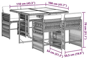 vidaXL Σετ Τραπεζαρίας Κήπου 5 Τεμαχίων Καφέ Συνθ. Ρατάν με Μαξιλάρια