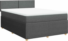 vidaXL Κρεβάτι Boxspring με Στρώμα Σκούρο Γκρι 140x200 εκ Υφασμάτινο