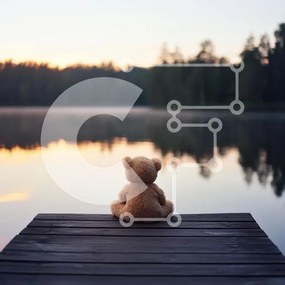 Intra Συλλεκτικό Ξύλινο Παζλ Plywood  4mm - Teddy Bear στο Sunrise by the Lake Σε Ξύλινο Κουτί - Διαστάσεις: 10x10 cm – 25 κομμάτια