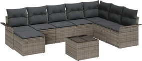 vidaXL Σετ Καναπέ Κήπου με μαξιλάρι 9 pcs Μαύρο Πολυ ράταν