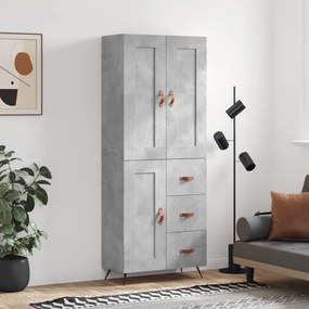 vidaXL Ντουλάπι Γκρι Σκυροδέματος 69,5x34x180 εκ. Επεξεργασμένο Ξύλο